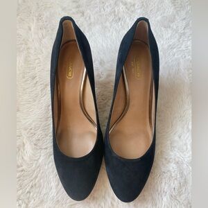 Coach Black Stiletto Suede Tortoise Shell Pumps 3.5 inch Heel Women’s Size 9